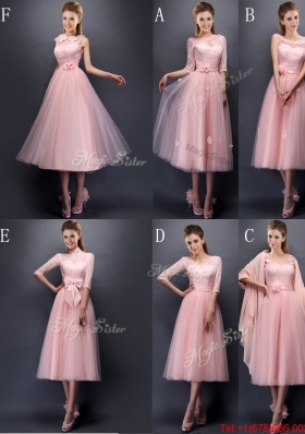 Most Popular Baby Pink Tulle Bulk Sale Dama Dresses n Tea Length