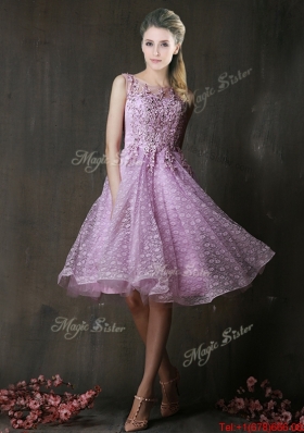 Popular See Through Beaded and Applique Prom Dresses  in Lavender