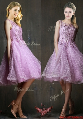 Popular See Through Beaded and Applique Prom Dresses  in Lavender