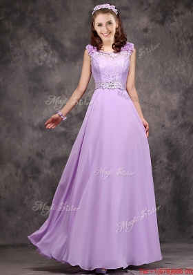 2016 Perfect Applique and Laced Lavender Long Dama Dresses in Chiffon