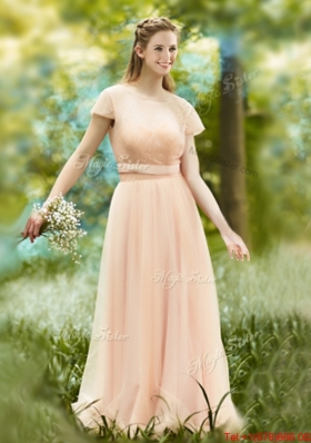 Beautiful Floor Length Tulle Bridesmaid Dress in Peach