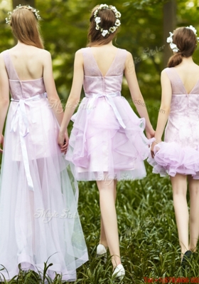 New Style Laced Lavender Tulle Bridesmaid Dress For Summer