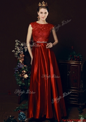 2016 Cheap Scoop Laced and Bowknot Mother of Bride Dresses  in Wine Red