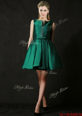 Classical A Line Green Short Mother of Bride Dresses with Beading and Belt