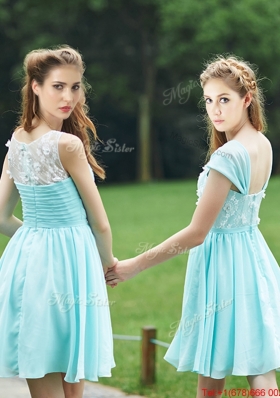 Classical Mint Short  Mother of Bride Dresses with Appliques and Belt