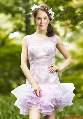 Fashionable Laced and Ruffled Short Prom Dresses  in Lavender