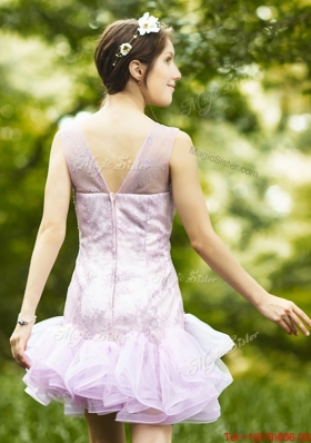 Fashionable Laced and Ruffled Short Prom Dresses  in Lavender