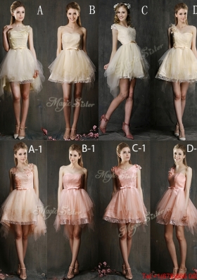 Lovely Sweetheart Short Champagne  Prom Dresses  with Belt and Ruffles