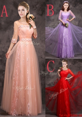 Popular Half Sleeves Lavender Mother of Bride Dresses with Appliques and Beading