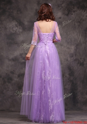 Popular Half Sleeves Lavender Mother of Bride Dresses with Appliques and Beading