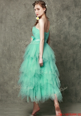 Popular One Shoulder  Prom Dresses  with Ruffled Layers and Hand Made Flowers