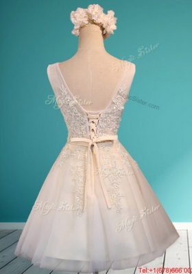 Gorgeous White Deep V Neckline Prom Dresses with Appliques and Belt