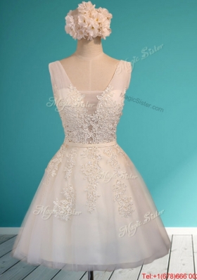 Gorgeous White Deep V Neckline Prom Dresses with Appliques and Belt