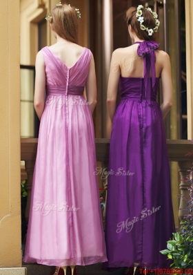 Lovely Empire Chiffon Ankle Length Prom Dresses  with Ruching