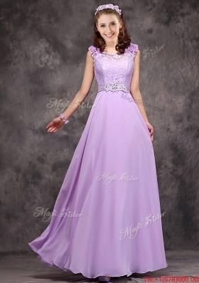 Lovely  Empire Scoop Laced Decorated Bodice Prom Dresses  in Lavender