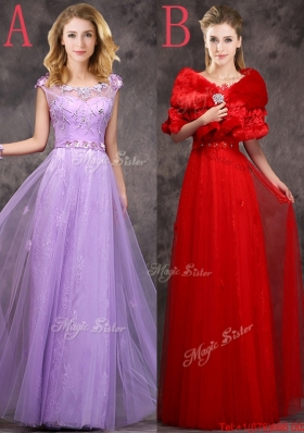 Lovely Hot Sale Scoop Red Prom Dresses  with Beading and Appliques