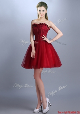 New Arrivals Laced Mini Length Bridesmaid Dress in Wine Red