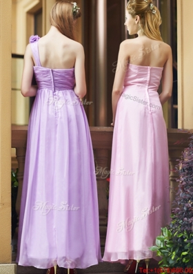 Perfect Empire Ankle Length Zipper Up Bridesmaid Dress in Chiffon