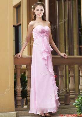 Perfect Empire Ankle Length Zipper Up Bridesmaid Dress in Chiffon