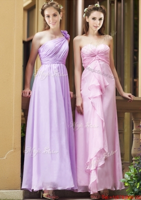 Perfect Empire Ankle Length Zipper Up Bridesmaid Dress in Chiffon