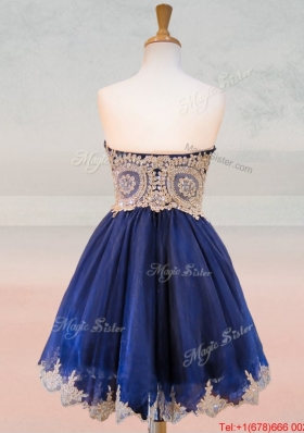 Popular Organza Applique with Beading Bridesmaid Dress in Royal Blue