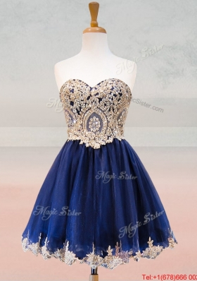 Popular Organza Applique with Beading Bridesmaid Dress in Royal Blue