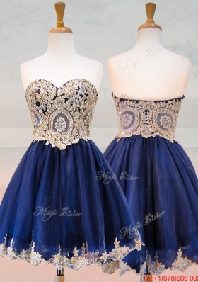 Popular Organza Applique with Beading Bridesmaid Dress in Royal Blue