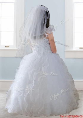 Discount Organza Straps Mini Quinceanera Dress with Sequins and Ruffles