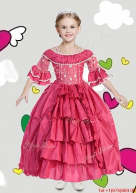 Gorgeous Spaghetti Straps Three Fourth Length Sleeves Mini Quinceanera Dress with Lace and Ruffled Layers