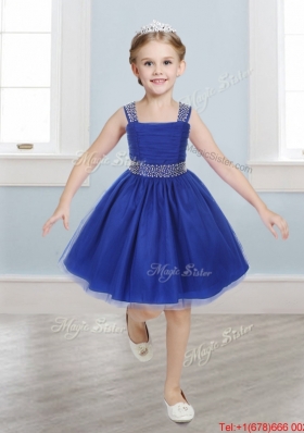 Gorgeous Straps Beading and Bowknot Girls Party Dress in Mini Length