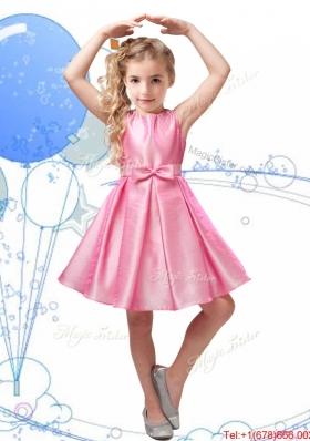 Romantic Scoop Organza Little Girl Pageant Dress with Beading and Bowknot