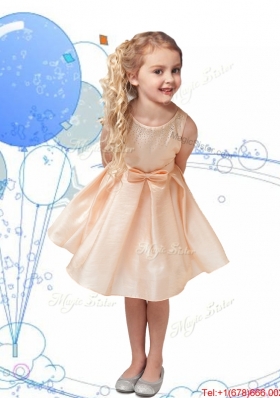 Romantic Scoop Organza Little Girl Pageant Dress with Beading and Bowknot