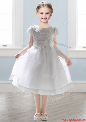 Wonderful Scoop Short Sleeves Mini Quinceanera Dress with Appliques and  Lace