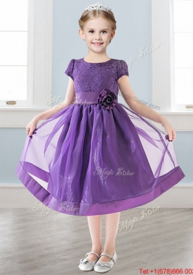 Wonderful Scoop Short Sleeves Mini Quinceanera Dress with Appliques and  Lace