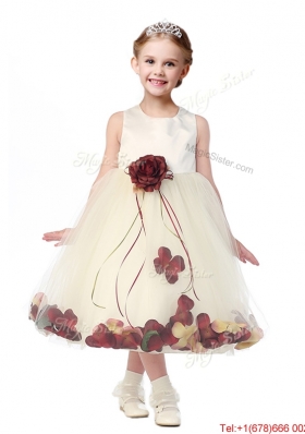 Best Scoop Mini Quinceanera Dress with Red Hand Made Flowers