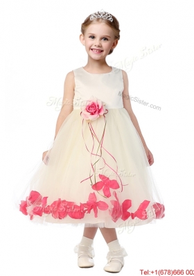 Best Scoop Mini Quinceanera Dress with Red Hand Made Flowers