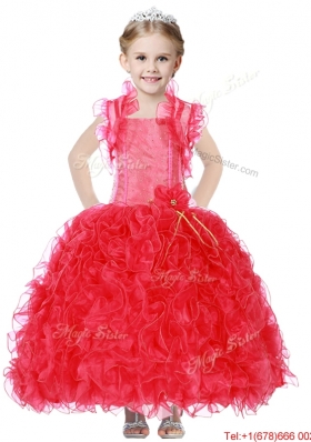 Inexpensive Straps Mini Quinceanera Dress with Hand Made Flowers and Ruffles