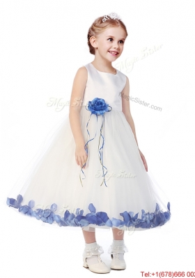 Perfect Scoop Mini Quinceanera Dress with Aqua Blue Hand Made Flowers