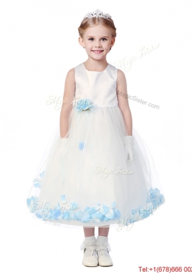 Perfect Scoop Mini Quinceanera Dress with Aqua Blue Hand Made Flowers