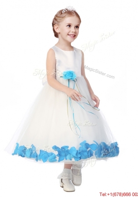 Perfect Scoop Mini Quinceanera Dress with Aqua Blue Hand Made Flowers