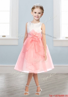 Beautiful Scoop Tulle Girls Party Dress with Hand Made Flowers and  Ruffles