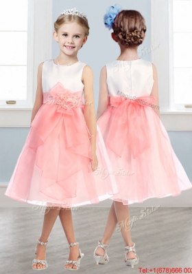 Beautiful Scoop Tulle Girls Party Dress with Hand Made Flowers and  Ruffles