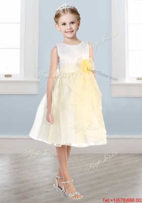 Beautiful Scoop Tulle Girls Party Dress with Hand Made Flowers and  Ruffles