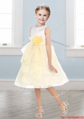 Beautiful Scoop Tulle Girls Party Dress with Hand Made Flowers and  Ruffles