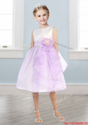 Beautiful Scoop Tulle Girls Party Dress with Hand Made Flowers and  Ruffles