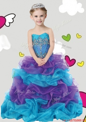 Lovely Beaded and Ruffled Girls Party Dress with Puffy Skirt