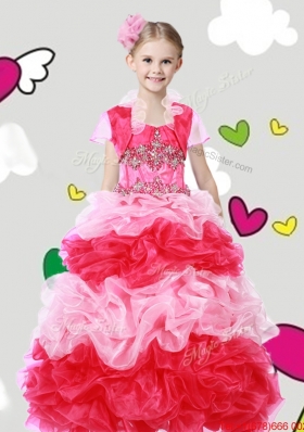 Lovely Beaded and Ruffled Girls Party Dress with Puffy Skirt