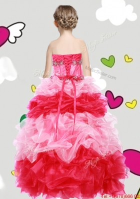 Lovely Beaded and Ruffled Girls Party Dress with Puffy Skirt