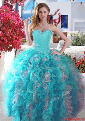 Best Selling Ruffled and Beaded Sweet 16 Gown in Hot Pink and Champagne