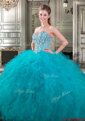 Cheap Beaded and Ruffled Big Puffy Quinceanera Dress in Fuchsia